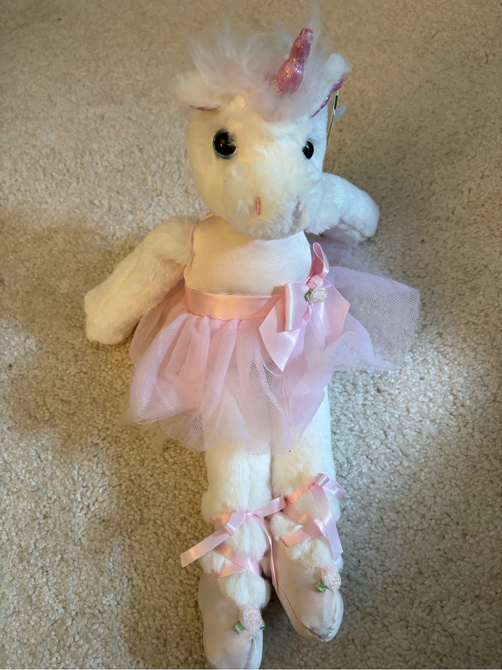 Plush White Unicorn Ballerina Stuffed Animal - Pink Tutu